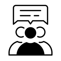 icono de conversación grupal. Personas compartiendo una sola idea. Comunicación colectiva, pensamiento conjunto y diálogo en equipo. Ilustración vectorial