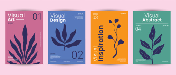 Modern Abstract Geometric Poster Design Set &ndash; Modern Memphis Style with Colorful Bauhaus-Inspired Vector Layouts