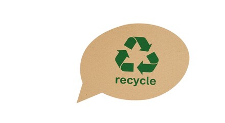 Recycling mark written in speech bubble shape