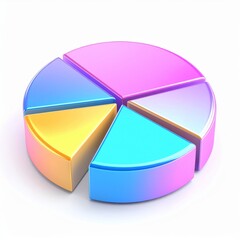 Obraz premium Pastel 3D Pie Chart on White Background