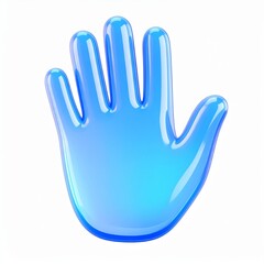 Obraz premium Glossy Blue 3D Render of an Open Hand