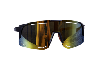 Cycling glasses for sports, unisex, plastic, with red temples.