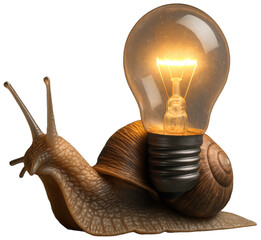 Illuminated Snail with Glowing Bulb, transparent background png