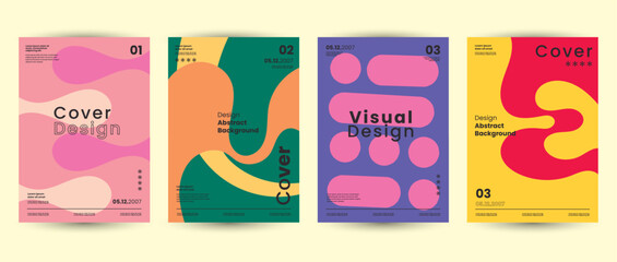 Modern Abstract Geometric Poster Design Set – Modern Memphis Style with Colorful Bauhaus-Inspired Vector Layouts