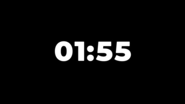2 minute countdown timer on black background .2 minute stopwatch retro background , analog neon clock icon animation .