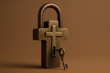 Cross-shaped padlock with key
