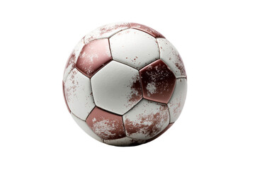 Vintage soccer ball with a worn design on a transparent background