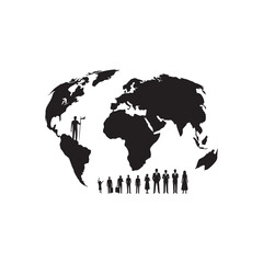World Population Day Silhouette Vector Illustration, Solid White Background.