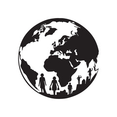 World Population Day Silhouette Vector Illustration, Solid White Background.