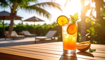 Refreshing Summer Citrus Cocktail Sun-Kissed Drink by the Pool