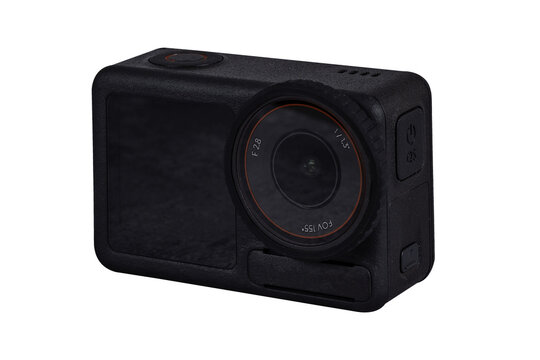 black action camera front view on transparent background - Powered by Adobe