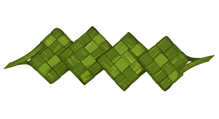 Traditional Green Leaf Wrapped Food on White Background