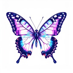 Vibrant Purple And Pink Butterfly On White Background