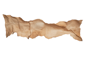 Crumpled brown paper bag isolated on transparent background