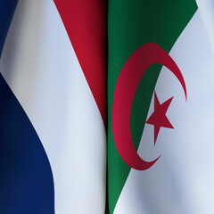Waving Flags Of France And Algeria