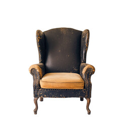 Vintage wingback chair isolated on transparent background
