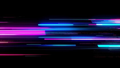 Abstract Neon Light Streaks on Black Background