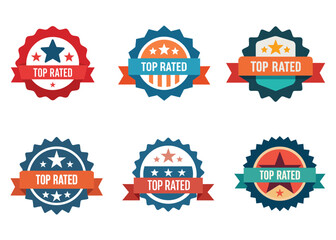 Obraz premium Set of 6 Top Rated vector badges and seals