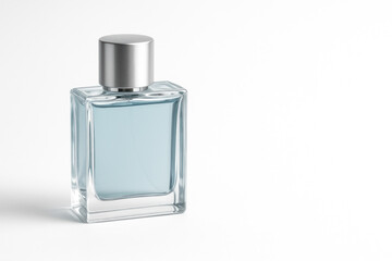 Bottle of cologne on white background.