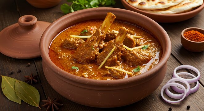 Delicious Rogan Josh Aromatic Lamb Curry in Clay Pot