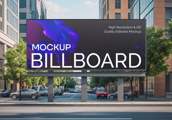 Outdoor Urban Large Advertising Billboard Banner Mockup