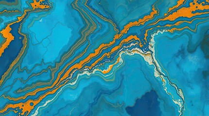 Abstract Blue and Orange Marble Texture Background
