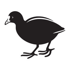 Minimalist Coot silhouette in quiet repose – Coot illustration – Minimalist Coot vector – Bird silhouette – Bird vector

