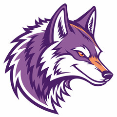 Stylized Purple Wolf Head Mascot with Orange Accents

