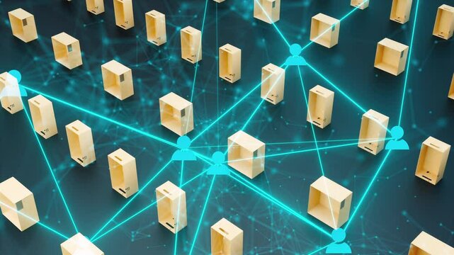 Delivery boxes with connection. Computer generated 3d render - Powered by Adobe