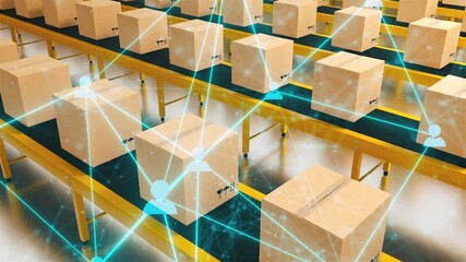 Delivery boxes with connection. Computer generated 3d render - Powered by Adobe