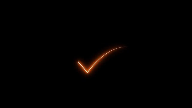 Neon green color checkmark sign icon animation. tick mark, complete mark, right, conform mark on the black background.