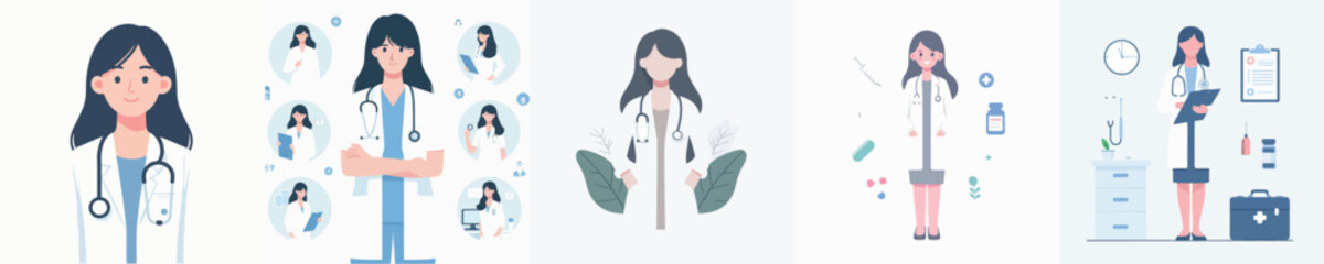 vector of a woman wearing a doctor's costume