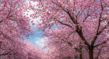 Pink Cherry Blossom Canopy, Springtime Blossoms, Beautiful Nature