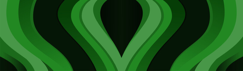 
Smooth green flowing waves on dark background, for  social media covers, banner designs