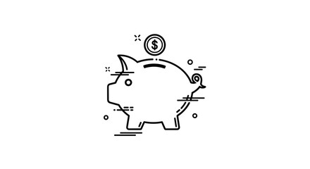 Piggy bank with coin insertion in minimalist design