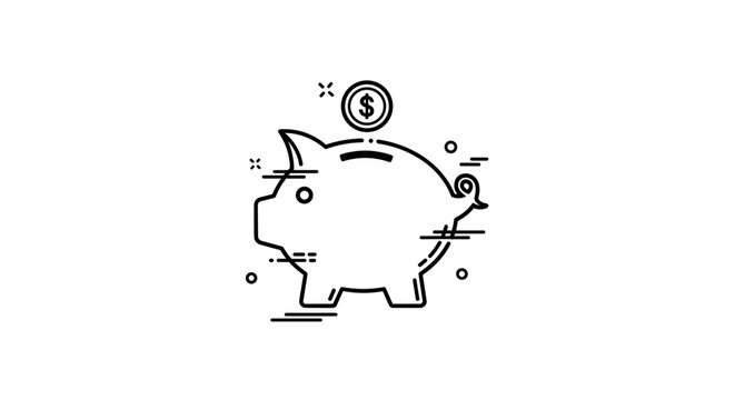 Piggy bank with coin insertion in minimalist design
