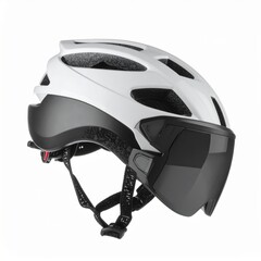 Fototapeta premium White and Black Bicycle Helmet with Integrated Visor