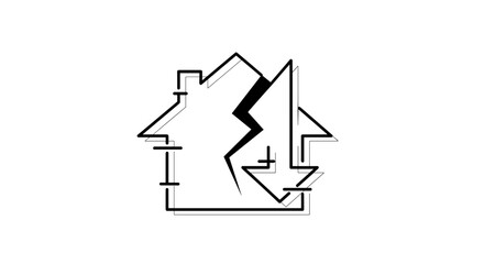 House outline with lightning bolt symbolizing destruction