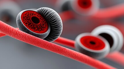 Organic micro life form in red and fiction biological design