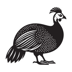 Guinea Fowl silhouette in peaceful stance – Guinea Fowl illustration – Minimalist Guinea Fowl vector – Bird silhouette – Bird vector

