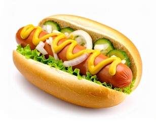 Hot Dog with Mustard, Cucumber, and Onion