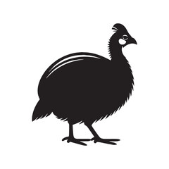 Classic Guinea Fowl silhouette with textured wings – Guinea Fowl illustration – Minimalist Guinea Fowl vector – Bird silhouette – Bird vector

