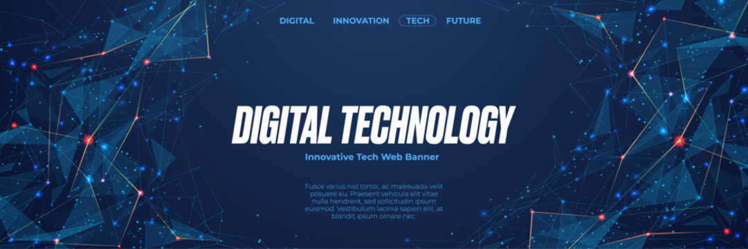 Abstract tech background with low poly wireframe plexus pattern in futuristic technology concept. AI concept. Suit for poster, cover, banner, brochure, website. Vector horizontal illustration.