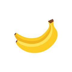 Simple Banana Illustration in Bright Yellow on White Background.