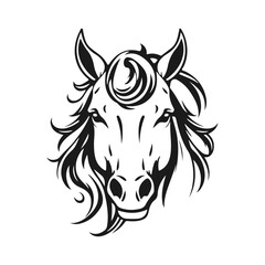 Horse head silhouette, horse head logo, animal emblem, horse symbol, vector illustration	