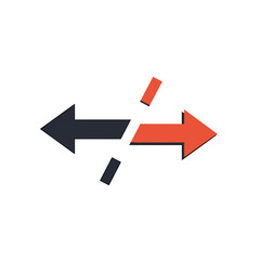 Opposing Arrows Illustration: Black Arrow Pointing Left and Red Arrow Pointing Right with Broken Segments