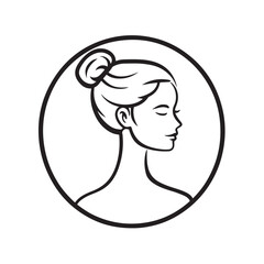 Vector illustration of female person icon in minimalist and modern style used in application interface design, user profile, infographics isolated on white background.