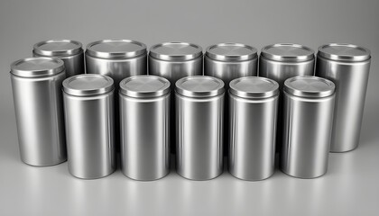 Set of Metallic Storage Containers in a Symmetrical Display