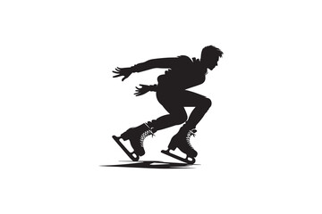 A black-and-white skating against a white background in a straightforward and inconspicuous vector silhouette