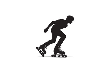 Fototapeta premium A black-and-white skating against a white background in a straightforward and inconspicuous vector silhouette